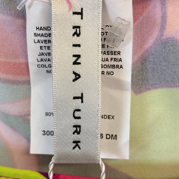 Trina Turk Bright Pink, Turquoise & Black Floral Swimwear Coverup - Picture 3 of 10